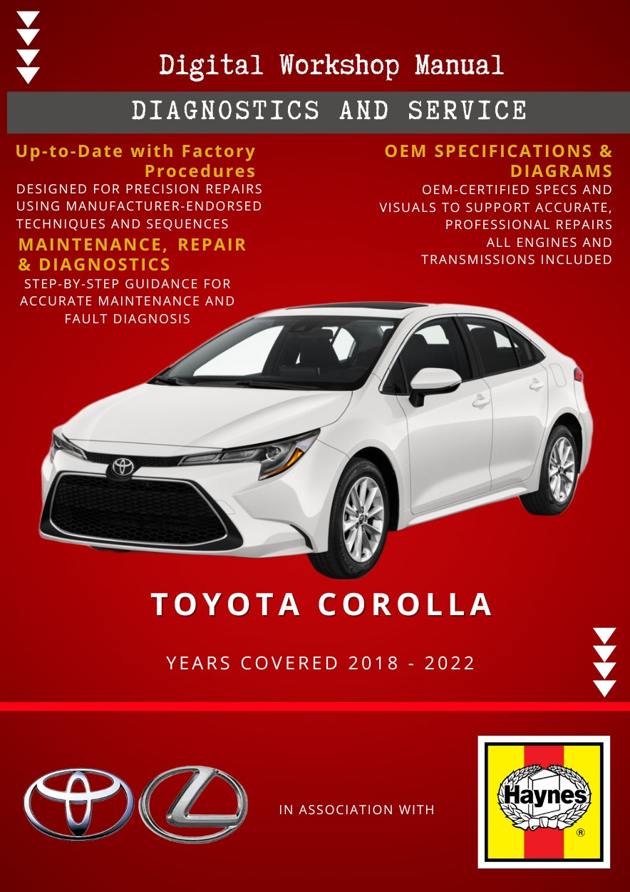 Toyota Corolla 2018 - 2022 Service and Repair Manual