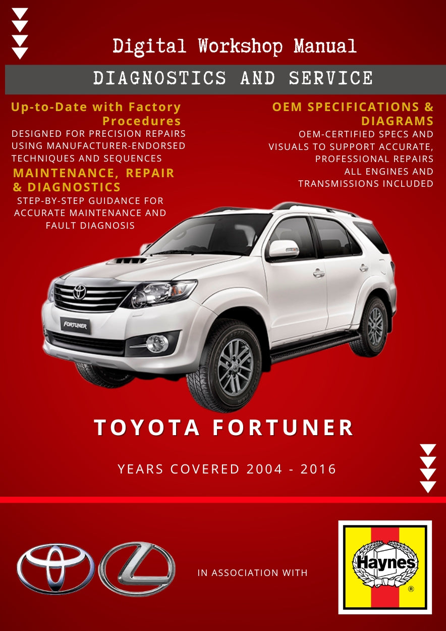 Toyota Fortuner 2004 - 2016 Service and Repair Manual