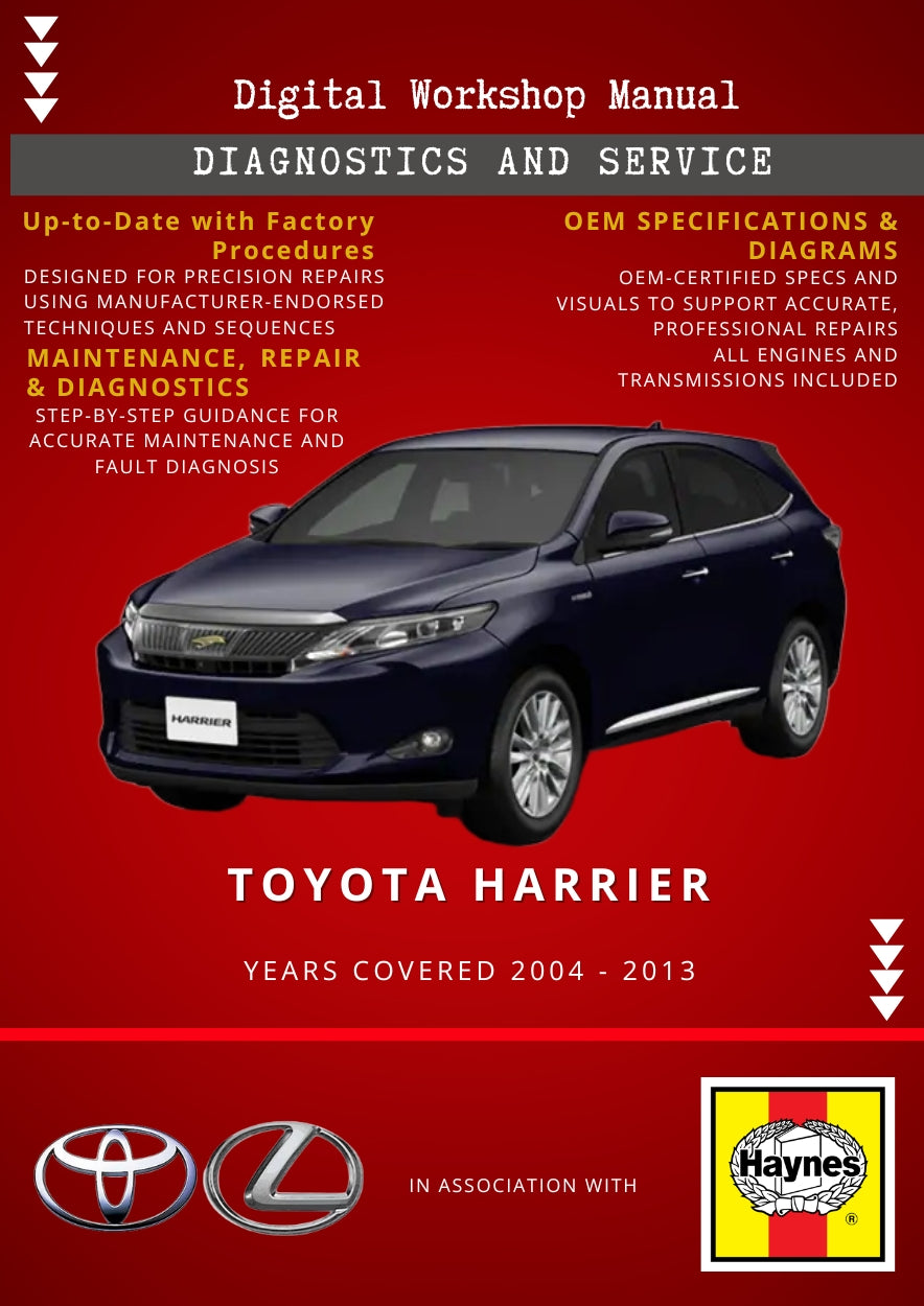 Toyota Harrier 2004 - 2013 Service and Repair Manual