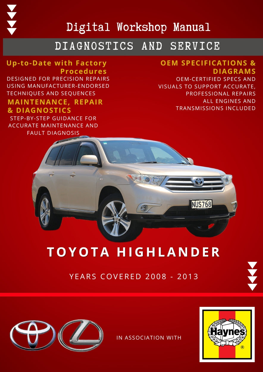 Toyota Highlander 2008 - 2013 Service and Repair Manual