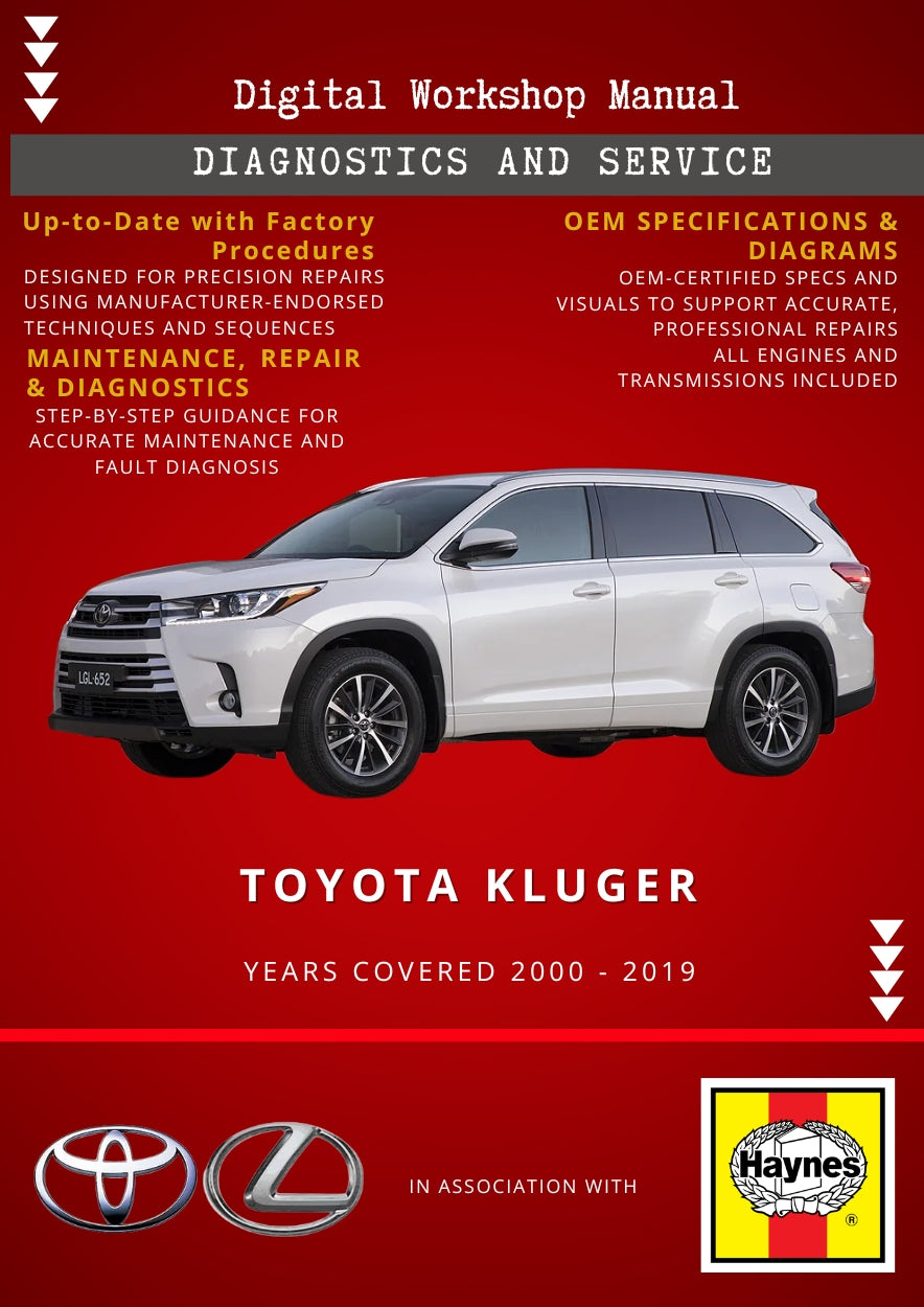 Toyota Kluger 2000 - 2019 Service and Repair Manual