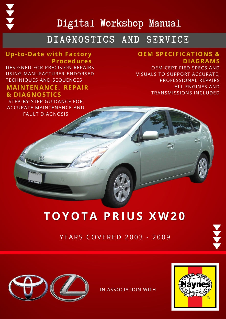 Toyota Prius XW20 2003 - 2009 Service and Repair Manual