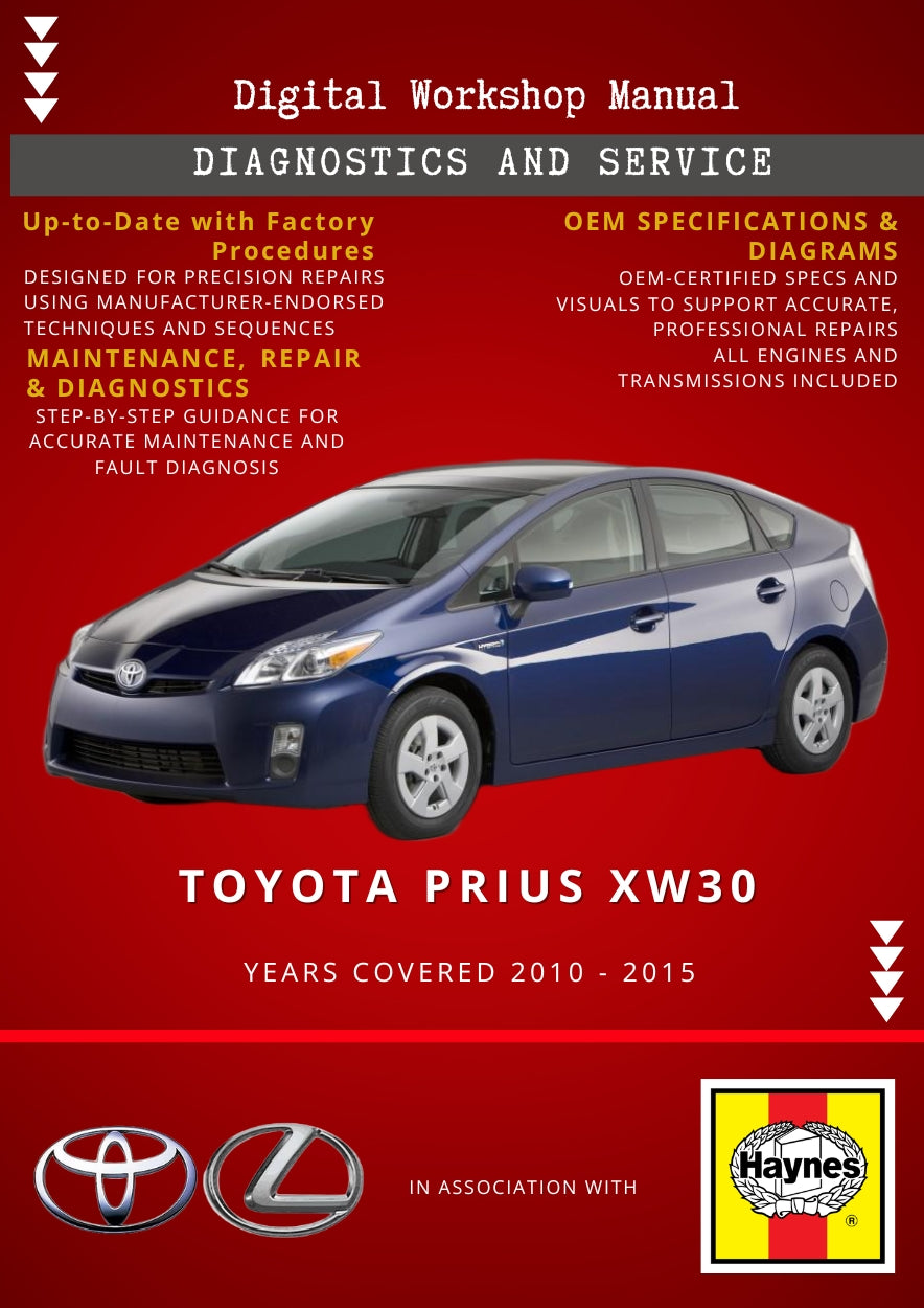 Toyota Prius XW30 2010 - 2015 Service and Repair Manual