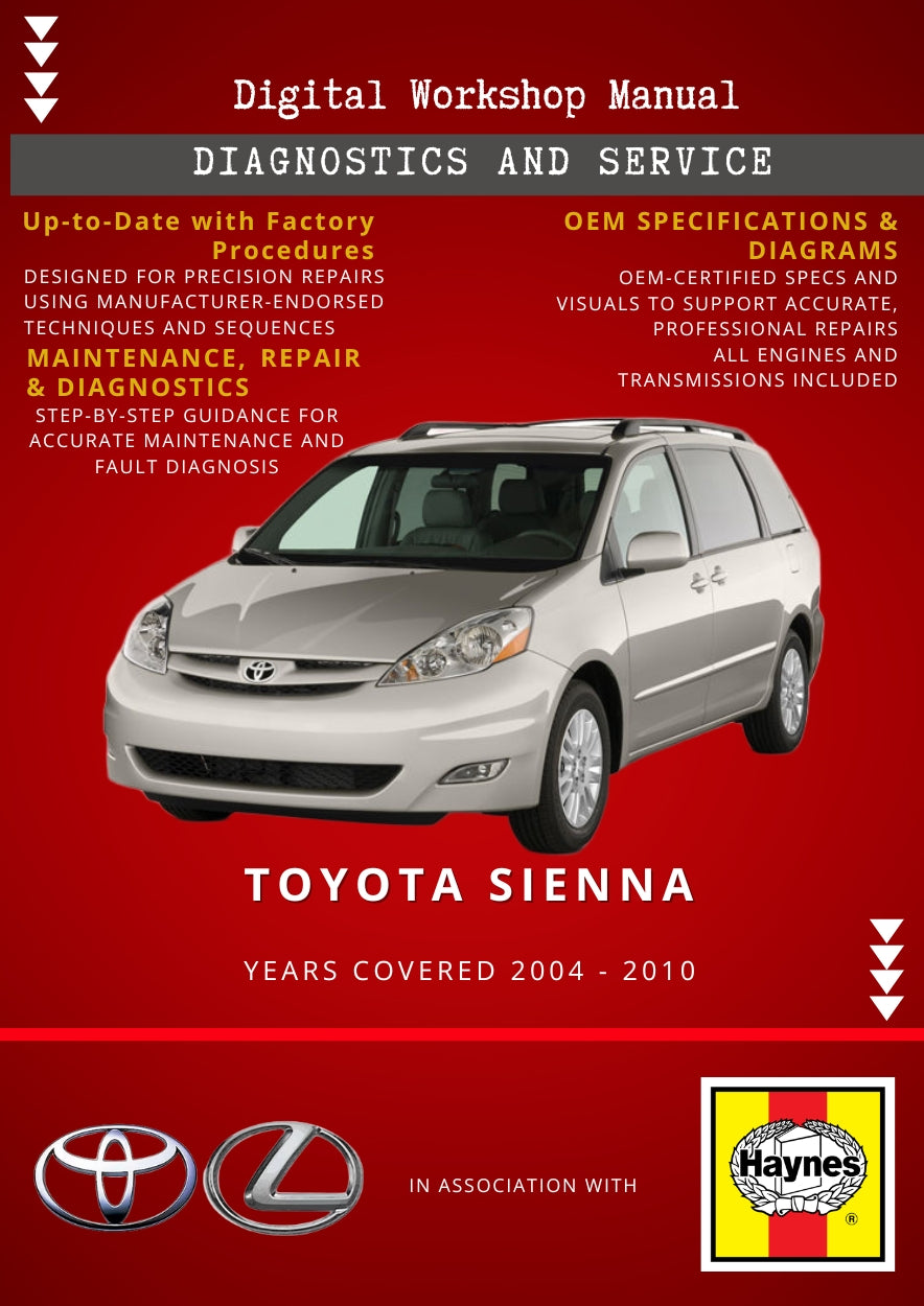 Toyota Sienna 2004 - 2010 Service and Repair Manual
